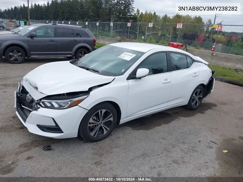 2021 Nissan Sentra Sv Xtronic Cvt VIN: 3N1AB8CV3MY238282 Lot: 40573432