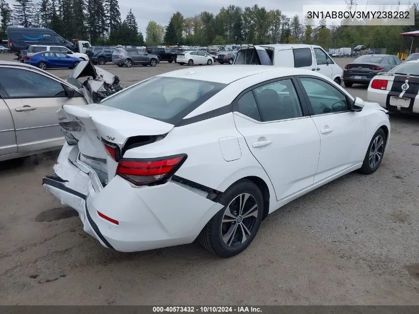 2021 Nissan Sentra Sv Xtronic Cvt VIN: 3N1AB8CV3MY238282 Lot: 40573432