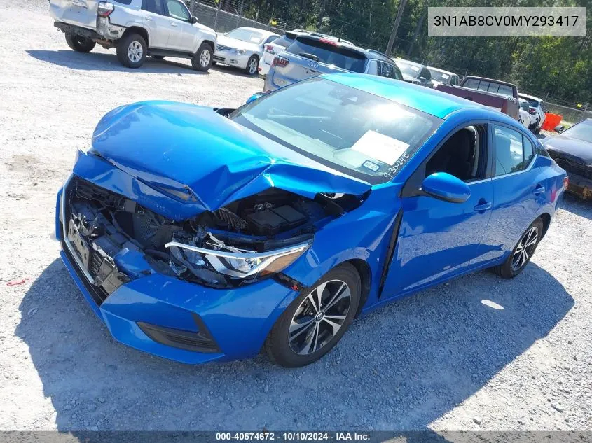 2021 Nissan Sentra Sv Xtronic Cvt VIN: 3N1AB8CV0MY293417 Lot: 40574672