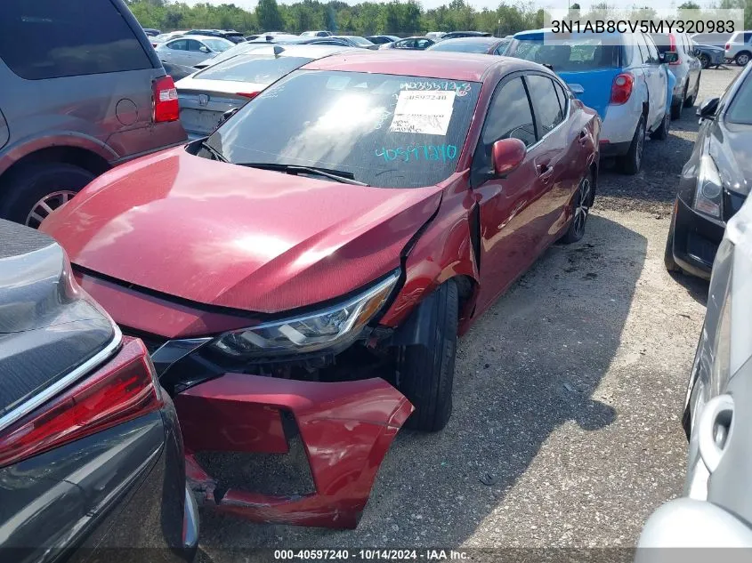 2021 Nissan Sentra Sv Xtronic Cvt VIN: 3N1AB8CV5MY320983 Lot: 40597240