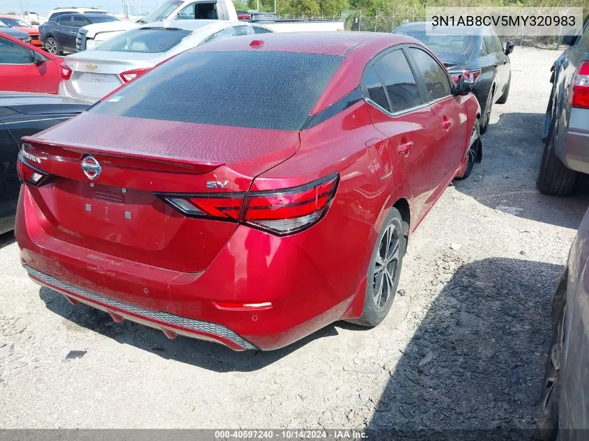 2021 Nissan Sentra Sv Xtronic Cvt VIN: 3N1AB8CV5MY320983 Lot: 40597240