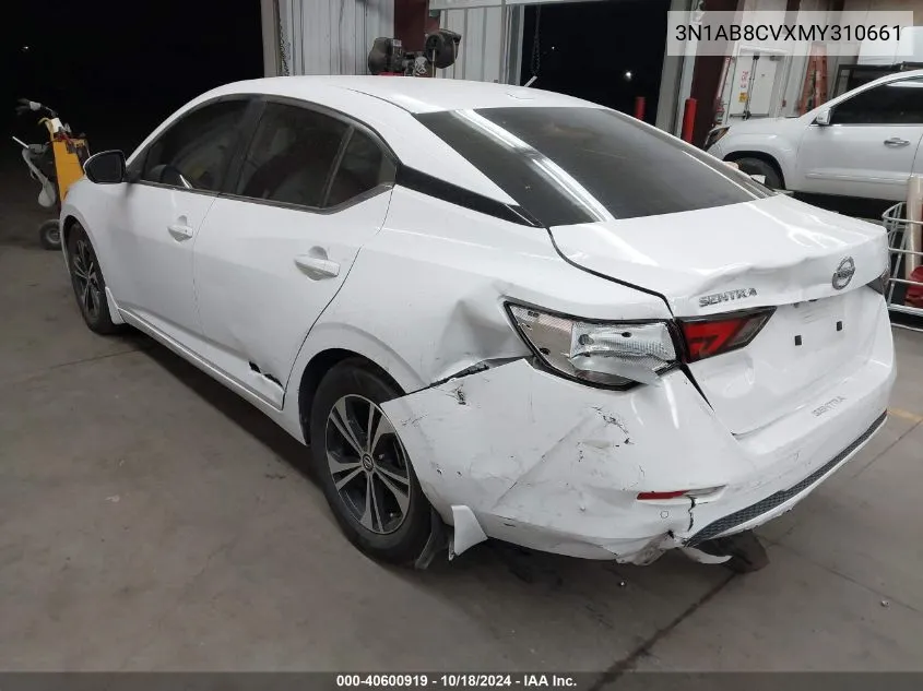 2021 Nissan Sentra Sv Xtronic Cvt VIN: 3N1AB8CVXMY310661 Lot: 40600919