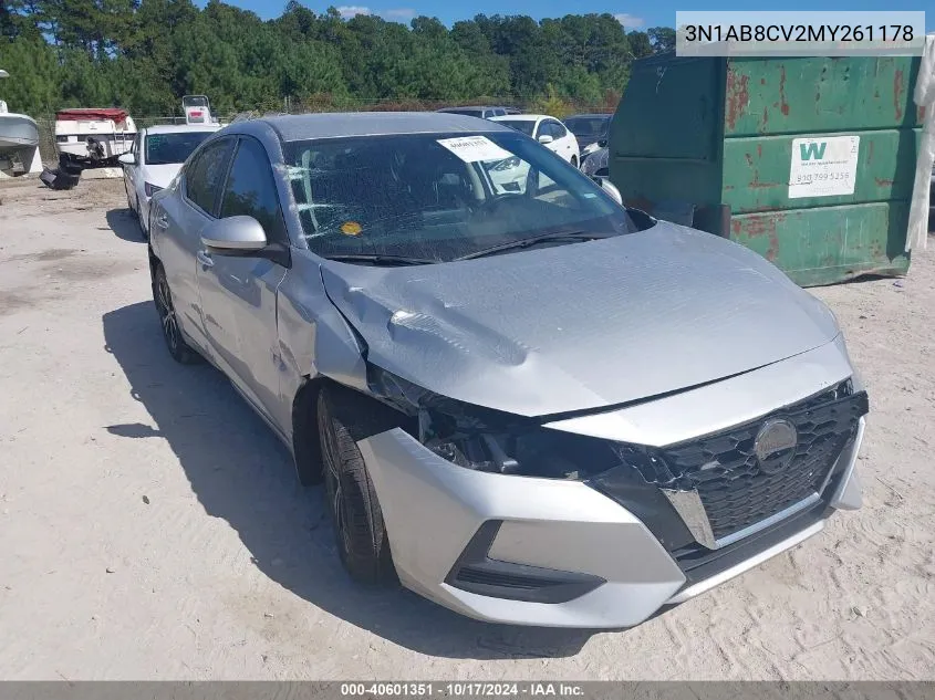 2021 Nissan Sentra Sv Xtronic Cvt VIN: 3N1AB8CV2MY261178 Lot: 40601351