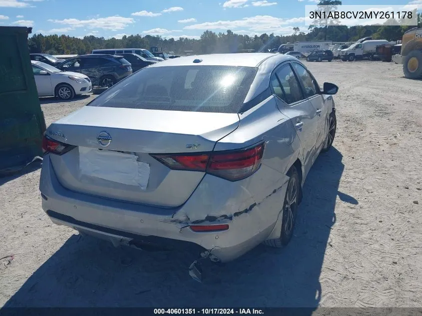 2021 Nissan Sentra Sv Xtronic Cvt VIN: 3N1AB8CV2MY261178 Lot: 40601351