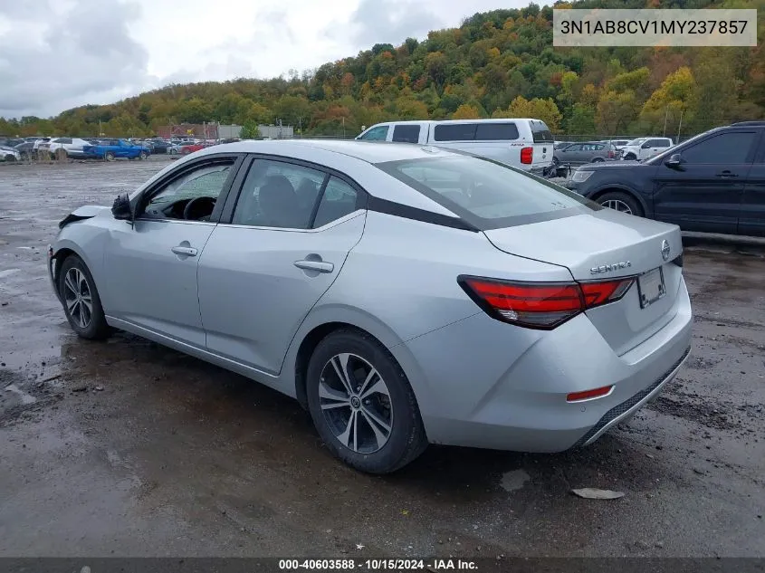 2021 Nissan Sentra Sv Xtronic Cvt VIN: 3N1AB8CV1MY237857 Lot: 40603588