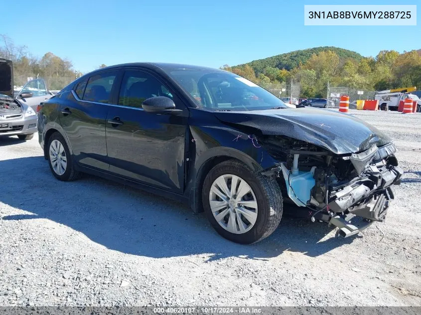 2021 Nissan Sentra S Xtronic Cvt VIN: 3N1AB8BV6MY288725 Lot: 40620107