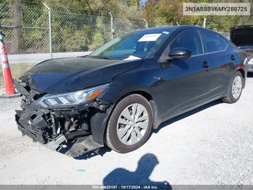 2021 Nissan Sentra S Xtronic Cvt VIN: 3N1AB8BV6MY288725 Lot: 40620107