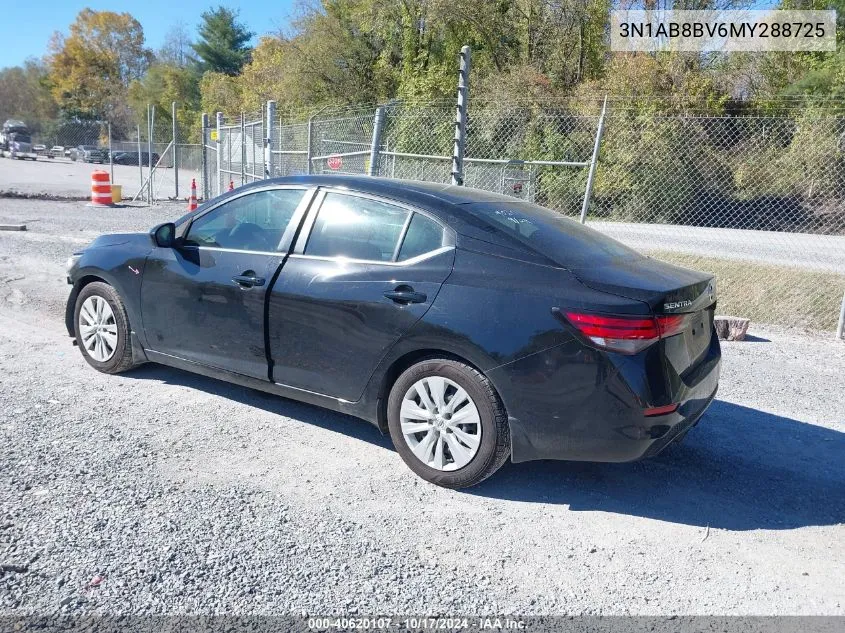 2021 Nissan Sentra S Xtronic Cvt VIN: 3N1AB8BV6MY288725 Lot: 40620107