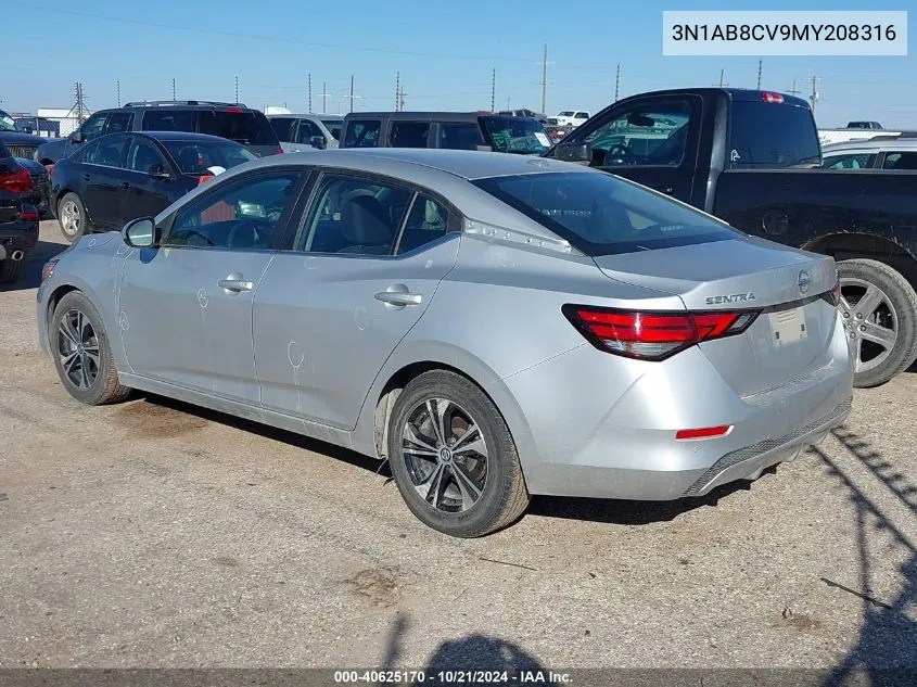 2021 Nissan Sentra Sv VIN: 3N1AB8CV9MY208316 Lot: 40625170