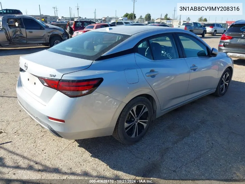 2021 Nissan Sentra Sv VIN: 3N1AB8CV9MY208316 Lot: 40625170