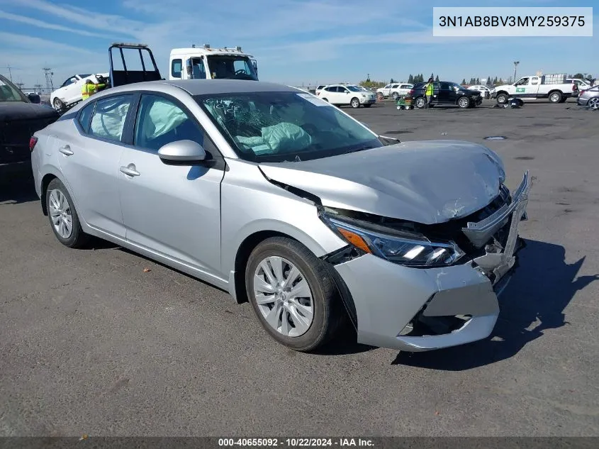 2021 Nissan Sentra S Xtronic Cvt VIN: 3N1AB8BV3MY259375 Lot: 40655092