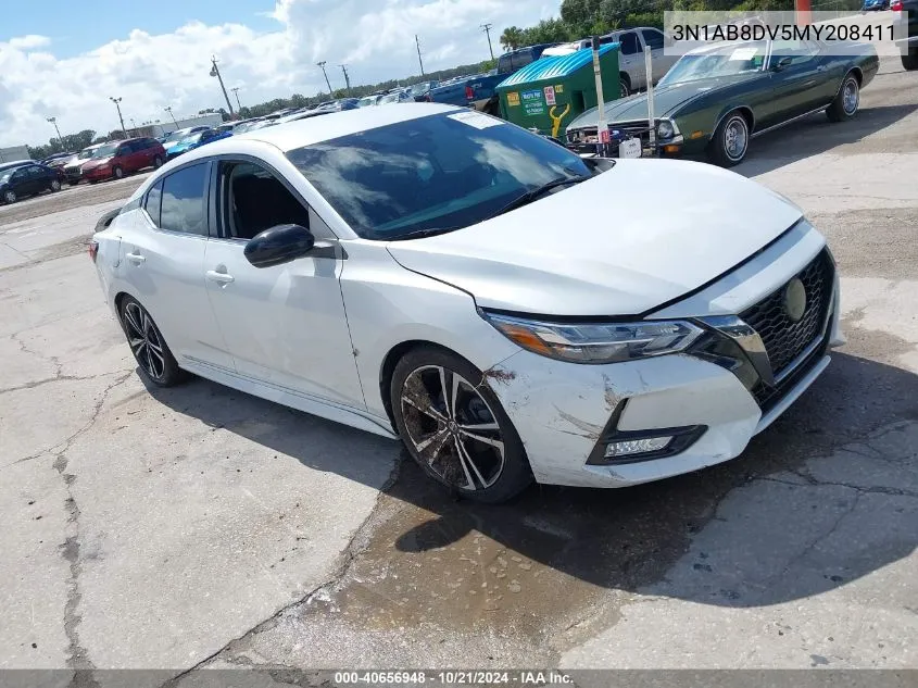 2021 Nissan Sentra Sr Xtronic Cvt VIN: 3N1AB8DV5MY208411 Lot: 40656948