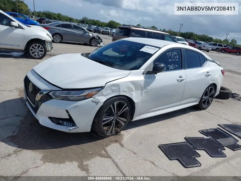 2021 Nissan Sentra Sr Xtronic Cvt VIN: 3N1AB8DV5MY208411 Lot: 40656948