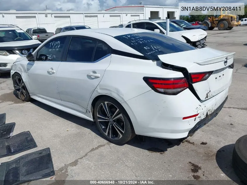 2021 Nissan Sentra Sr Xtronic Cvt VIN: 3N1AB8DV5MY208411 Lot: 40656948