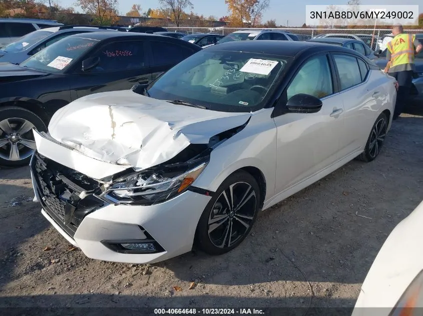 2021 Nissan Sentra Sr Xtronic Cvt VIN: 3N1AB8DV6MY249002 Lot: 40664648