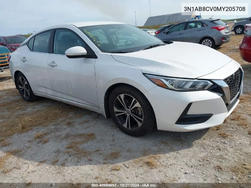 2021 Nissan Sentra Sv Xtronic Cvt VIN: 3N1AB8CV0MY205708 Lot: 40694692