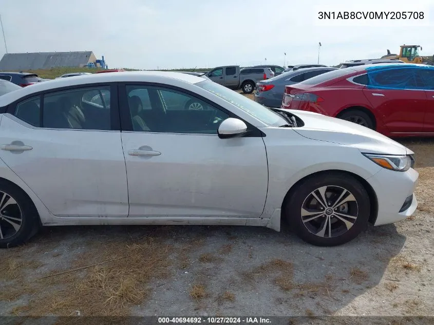 2021 Nissan Sentra Sv Xtronic Cvt VIN: 3N1AB8CV0MY205708 Lot: 40694692