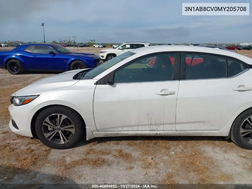 2021 Nissan Sentra Sv Xtronic Cvt VIN: 3N1AB8CV0MY205708 Lot: 40694692