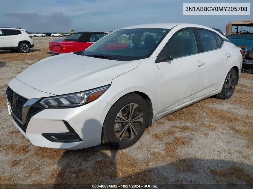 2021 Nissan Sentra Sv Xtronic Cvt VIN: 3N1AB8CV0MY205708 Lot: 40694692