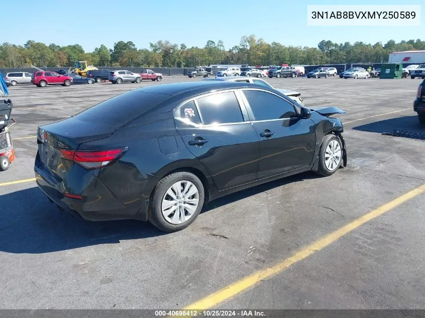 2021 Nissan Sentra S Xtronic Cvt VIN: 3N1AB8BVXMY250589 Lot: 40698412