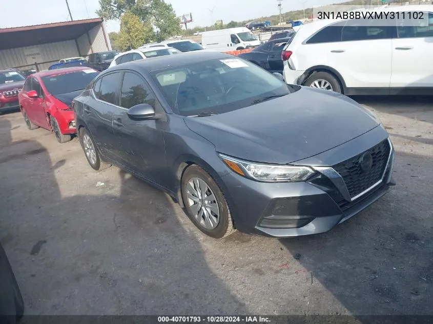 2021 Nissan Sentra S Xtronic Cvt VIN: 3N1AB8BVXMY311102 Lot: 40701793