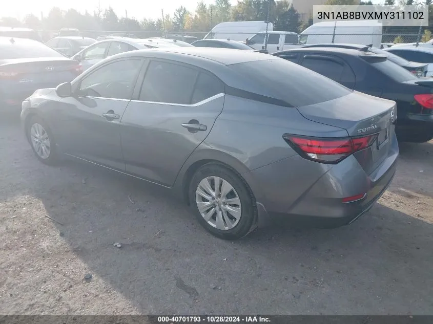 2021 Nissan Sentra S Xtronic Cvt VIN: 3N1AB8BVXMY311102 Lot: 40701793