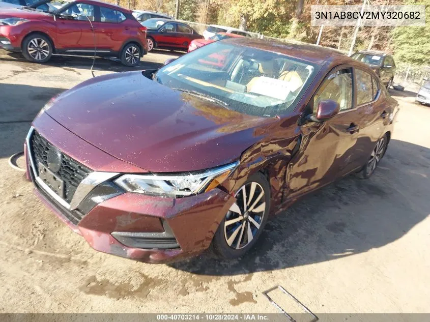 2021 Nissan Sentra Sv Xtronic Cvt VIN: 3N1AB8CV2MY320682 Lot: 40703214