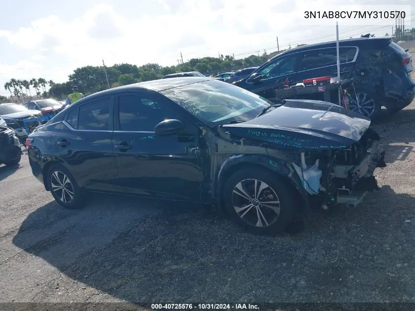 2021 Nissan Sentra Sv Xtronic Cvt VIN: 3N1AB8CV7MY310570 Lot: 40725576