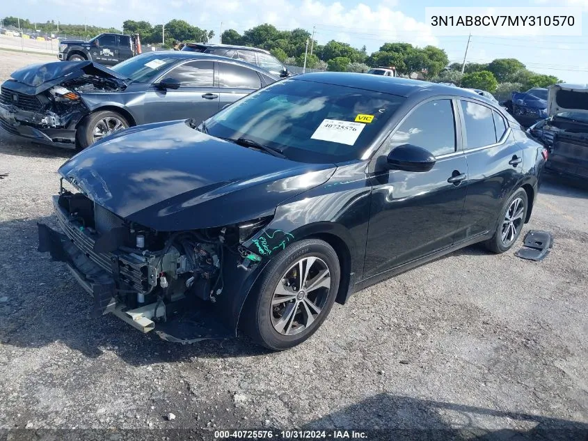 2021 Nissan Sentra Sv Xtronic Cvt VIN: 3N1AB8CV7MY310570 Lot: 40725576