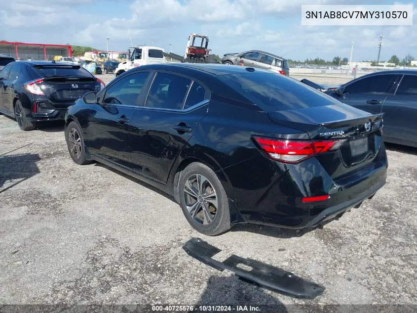 2021 Nissan Sentra Sv Xtronic Cvt VIN: 3N1AB8CV7MY310570 Lot: 40725576