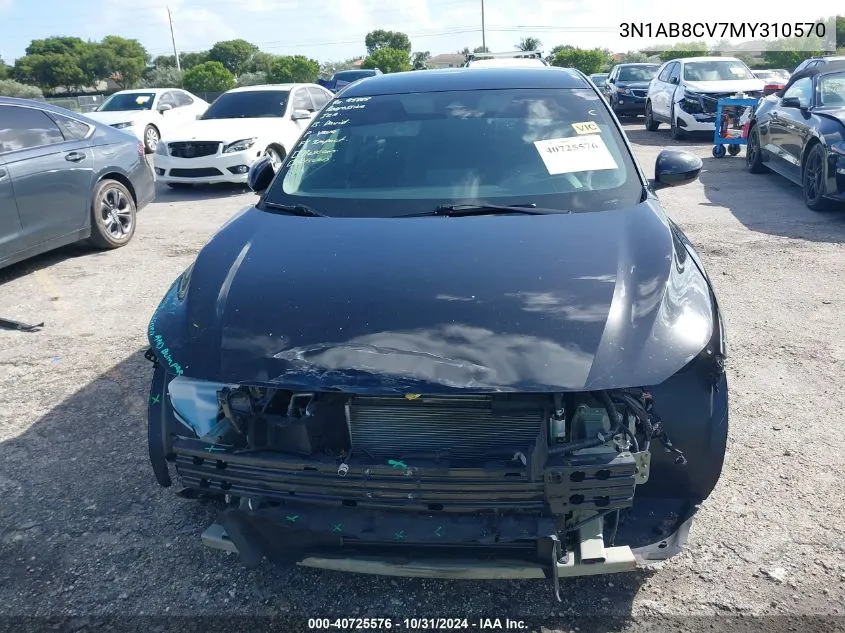 2021 Nissan Sentra Sv Xtronic Cvt VIN: 3N1AB8CV7MY310570 Lot: 40725576