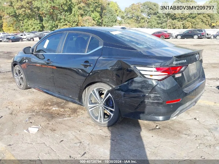 2021 Nissan Sentra Sr Xtronic Cvt VIN: 3N1AB8DV3MY209797 Lot: 40725794