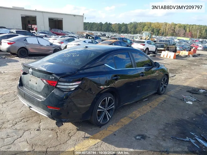 2021 Nissan Sentra Sr Xtronic Cvt VIN: 3N1AB8DV3MY209797 Lot: 40725794