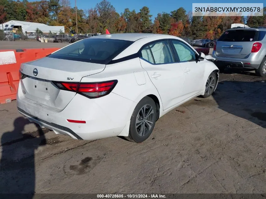 2021 Nissan Sentra Sv Xtronic Cvt VIN: 3N1AB8CVXMY208678 Lot: 40728605