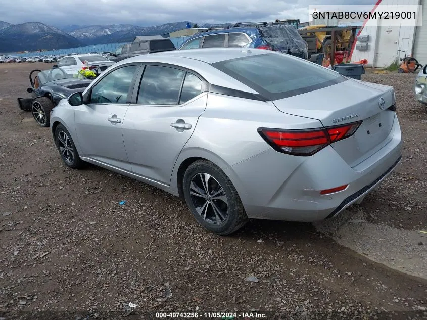 2021 Nissan Sentra Sv Xtronic Cvt VIN: 3N1AB8CV6MY219001 Lot: 40743256