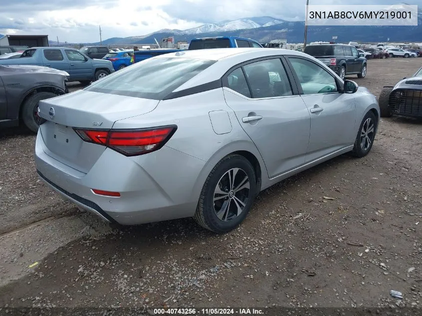 2021 Nissan Sentra Sv Xtronic Cvt VIN: 3N1AB8CV6MY219001 Lot: 40743256