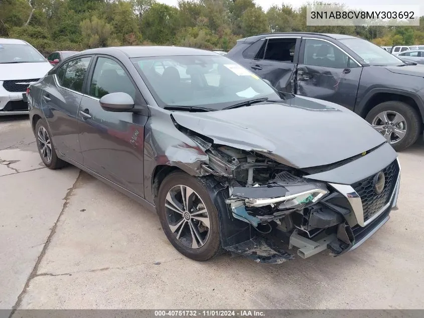 2021 Nissan Sentra Sv Xtronic Cvt VIN: 3N1AB8CV8MY303692 Lot: 40751732