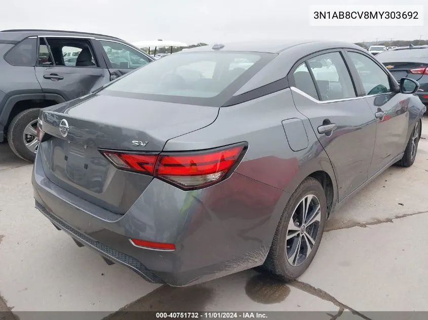 2021 Nissan Sentra Sv Xtronic Cvt VIN: 3N1AB8CV8MY303692 Lot: 40751732