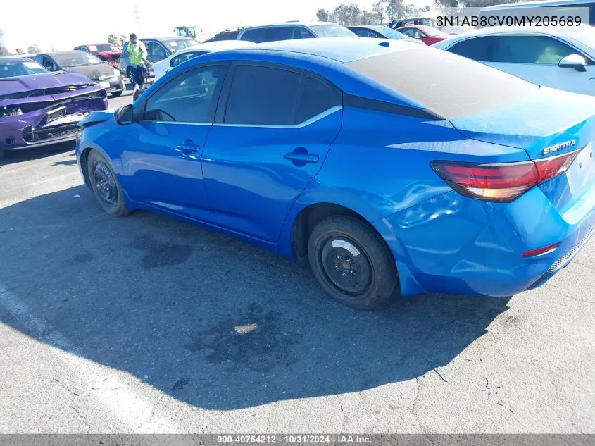 2021 Nissan Sentra Sv Xtronic Cvt VIN: 3N1AB8CV0MY205689 Lot: 40754212