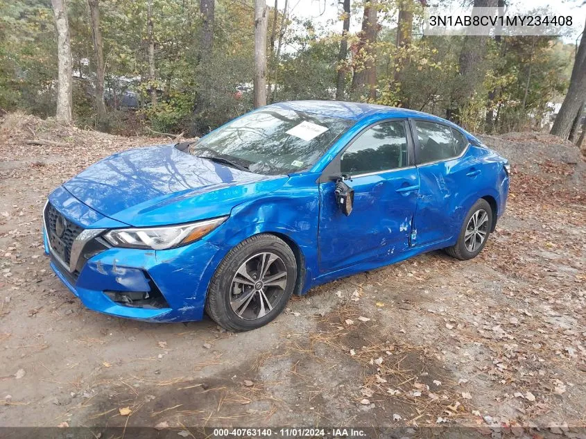 2021 Nissan Sentra Sv Xtronic Cvt VIN: 3N1AB8CV1MY234408 Lot: 40763140