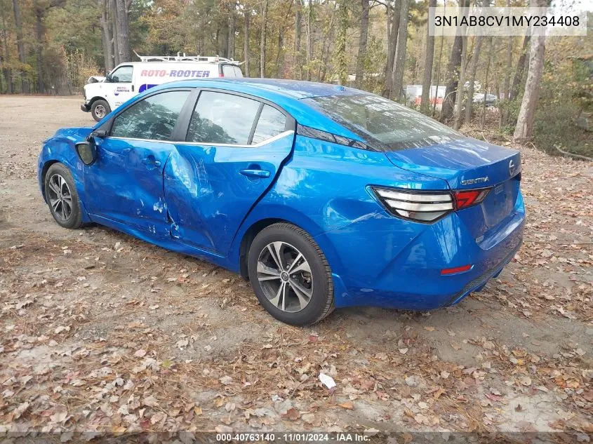 2021 Nissan Sentra Sv Xtronic Cvt VIN: 3N1AB8CV1MY234408 Lot: 40763140