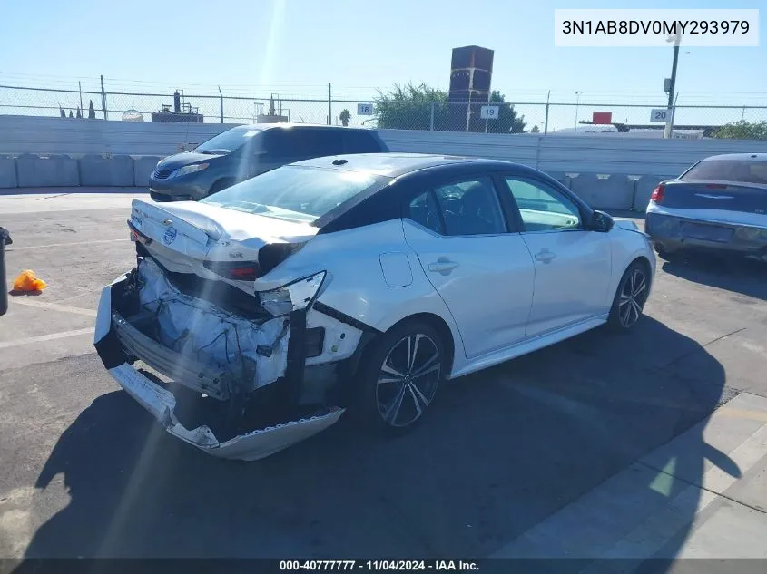 2021 Nissan Sentra Sr Xtronic Cvt VIN: 3N1AB8DV0MY293979 Lot: 40777777