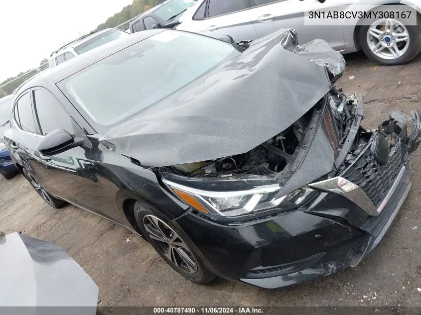 2021 Nissan Sentra Sv Xtronic Cvt VIN: 3N1AB8CV3MY308167 Lot: 40787490