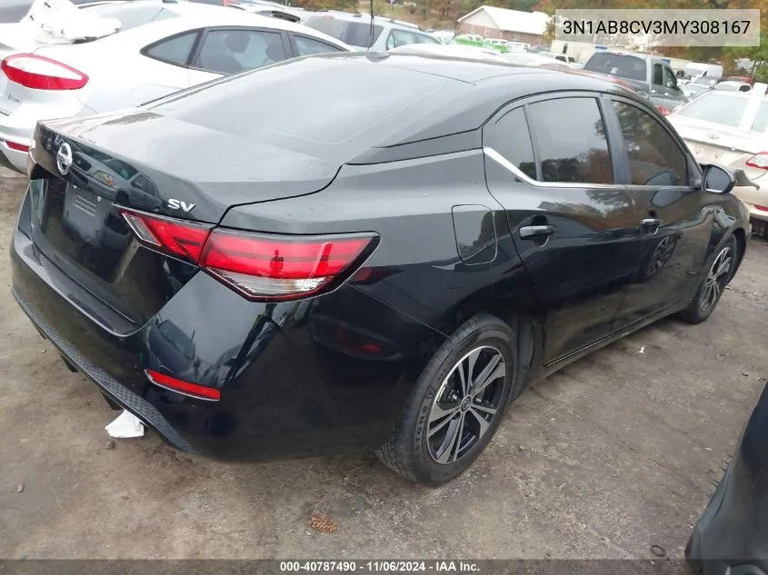 2021 Nissan Sentra Sv Xtronic Cvt VIN: 3N1AB8CV3MY308167 Lot: 40787490