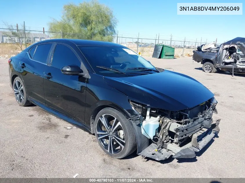 2021 Nissan Sentra Sr Xtronic Cvt VIN: 3N1AB8DV4MY206049 Lot: 40790103