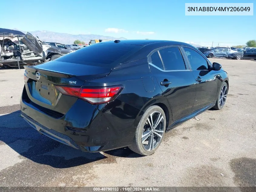 2021 Nissan Sentra Sr Xtronic Cvt VIN: 3N1AB8DV4MY206049 Lot: 40790103