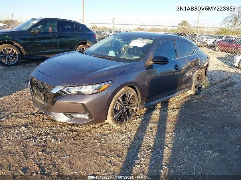 2021 Nissan Sentra Sr Xtronic Cvt VIN: 3N1AB8DV5MY223359 Lot: 40799238