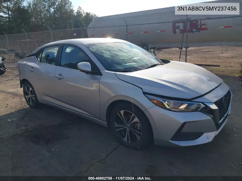 2021 Nissan Sentra Sv Xtronic Cvt VIN: 3N1AB8CV5MY237456 Lot: 40802758