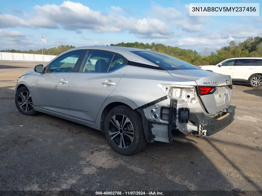 2021 Nissan Sentra Sv Xtronic Cvt VIN: 3N1AB8CV5MY237456 Lot: 40802758