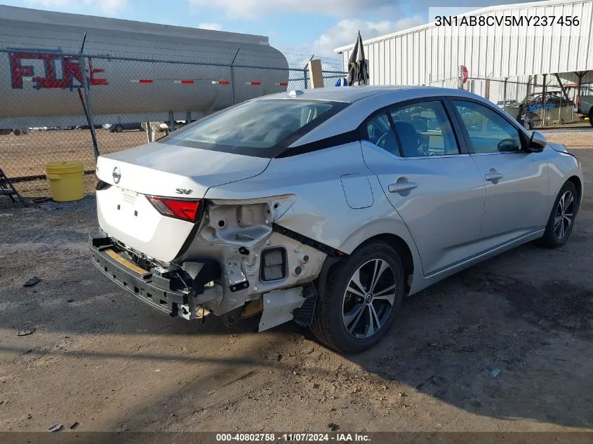 2021 Nissan Sentra Sv Xtronic Cvt VIN: 3N1AB8CV5MY237456 Lot: 40802758